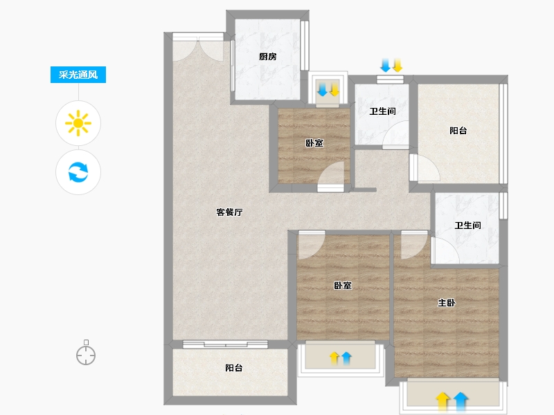 广东省-佛山市-建发融创雅居乐和玺-81.90-户型库-采光通风