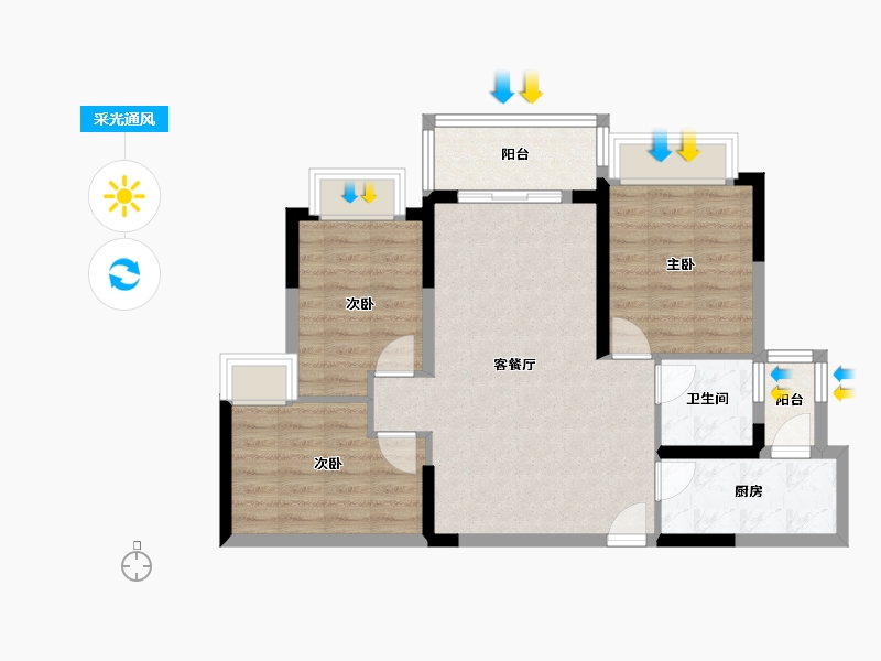 四川省-成都市-蓝光观岭雍锦半岛-77.00-户型库-采光通风