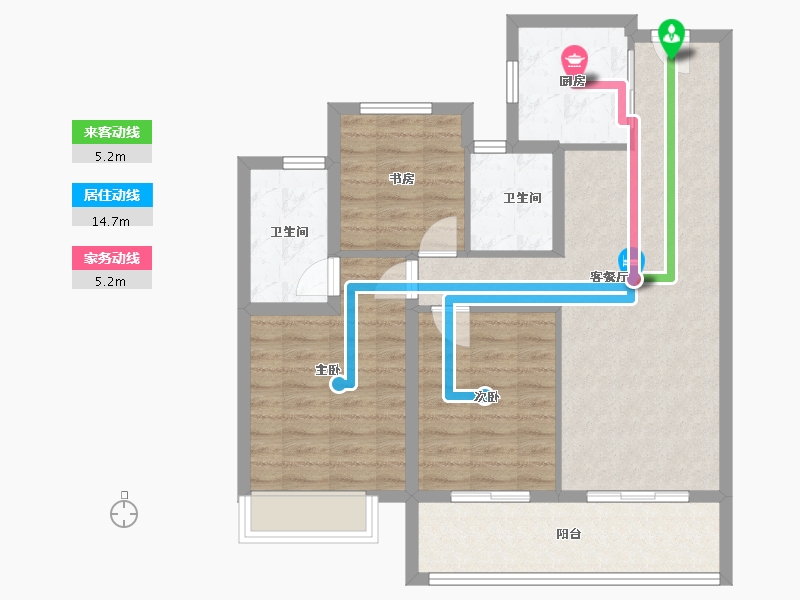 浙江省-台州市-滨江湖畔云邸-84.77-户型库-动静线