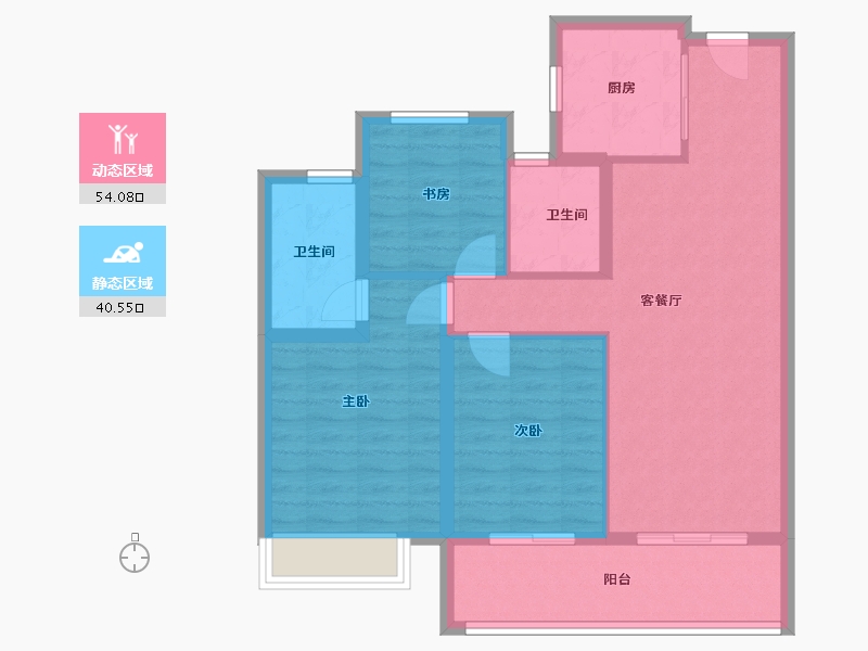 浙江省-台州市-滨江湖畔云邸-84.77-户型库-动静分区