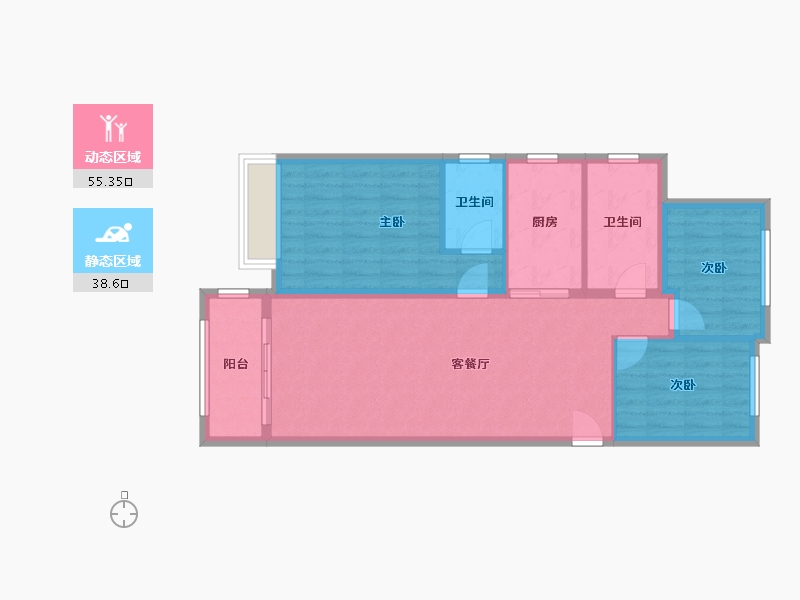 陕西省-咸阳市-碧桂园秦都府-124.00-户型库-动静分区