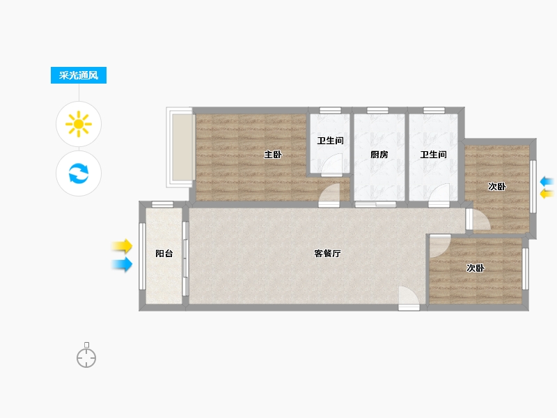 陕西省-咸阳市-碧桂园秦都府-124.00-户型库-采光通风