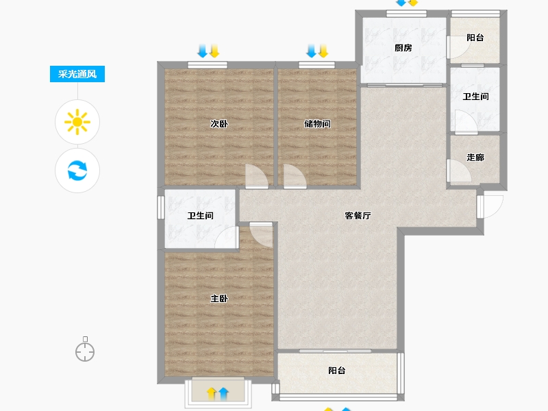 河南省-洛阳市-书香苑-112.00-户型库-采光通风