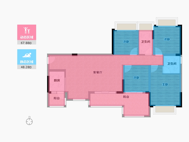 四川省-成都市-蓝光观岭雍锦半岛-104.00-户型库-动静分区