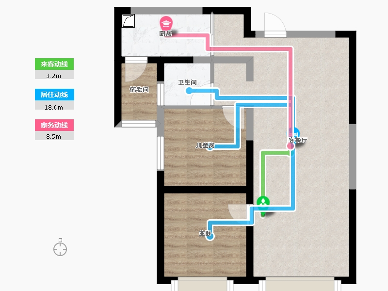 新疆维吾尔自治区-乌鲁木齐市-秦基高铁1号院-62.20-户型库-动静线