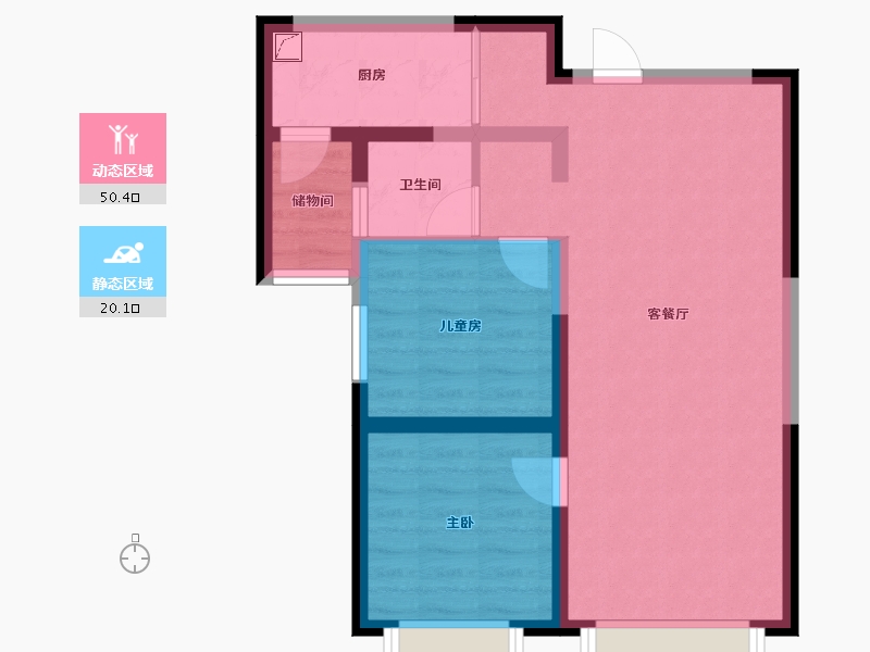 新疆维吾尔自治区-乌鲁木齐市-秦基高铁1号院-62.20-户型库-动静分区