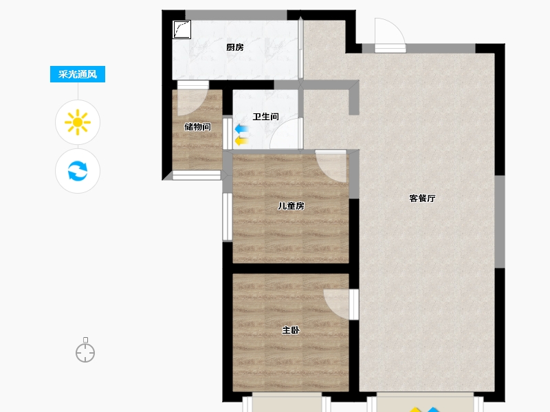 新疆维吾尔自治区-乌鲁木齐市-秦基高铁1号院-62.20-户型库-采光通风