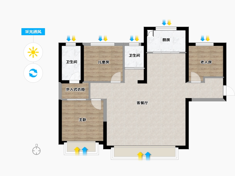 新疆维吾尔自治区-乌鲁木齐市-秦基高铁1号院-87.60-户型库-采光通风