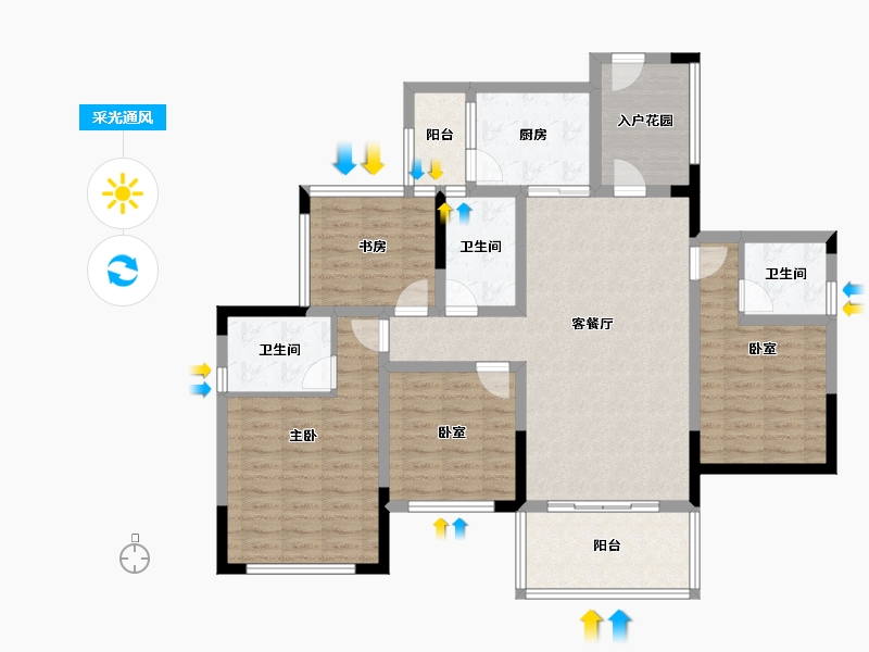 四川省-自贡市-鸿山金域龙湖-117.41-户型库-采光通风