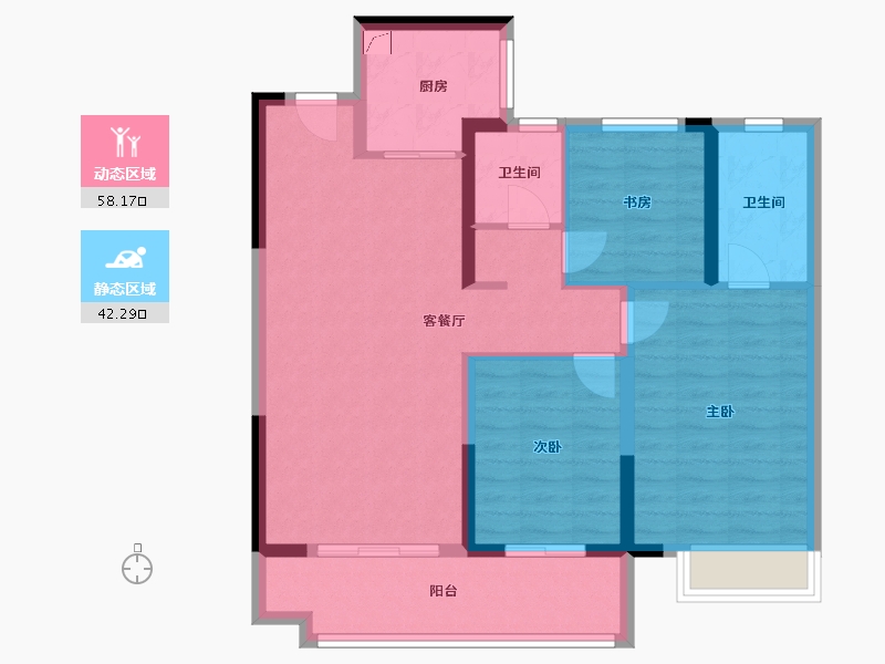 山东省-潍坊市-弘阳时光九樾-89.76-户型库-动静分区