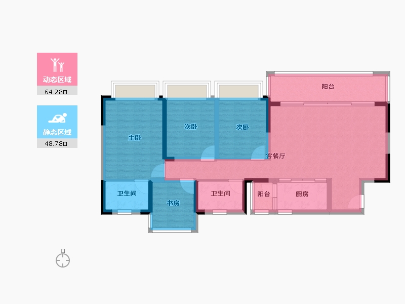 四川省-成都市-蓝光观岭雍锦半岛-100.87-户型库-动静分区