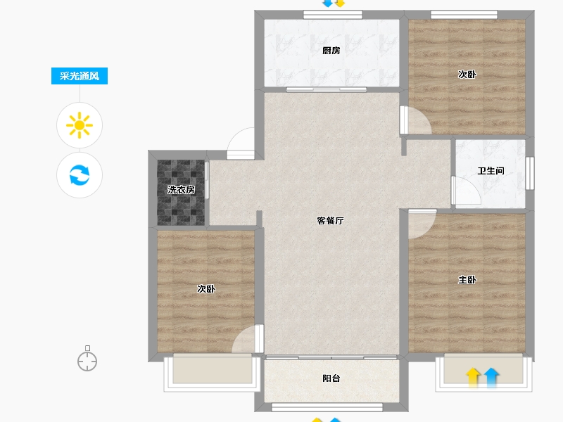 吉林省-长春市-长发万科荣光路59号-84.80-户型库-采光通风