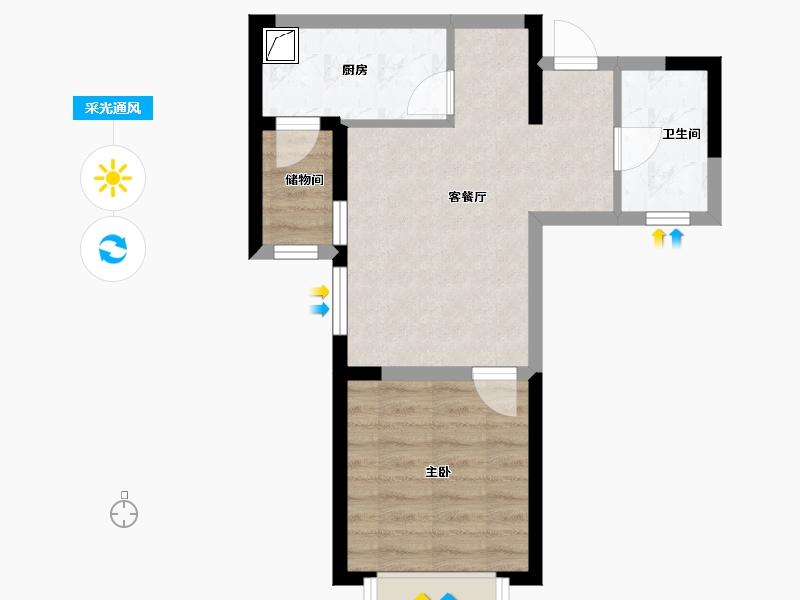 新疆维吾尔自治区-乌鲁木齐市-秦基高铁1号院-44.00-户型库-采光通风