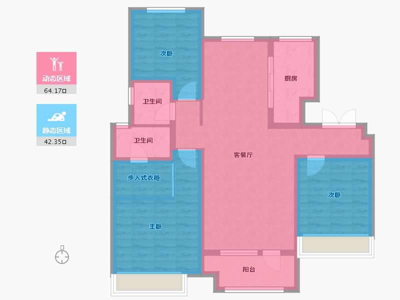 山东省-青岛市-鲁商·蓝岸国际-三期-90.00-户型库-动静分区