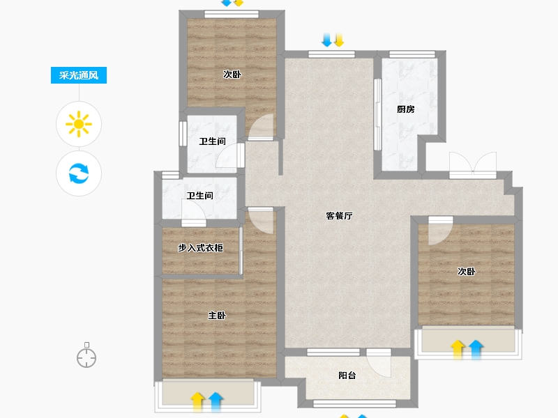 山东省-青岛市-鲁商·蓝岸国际-三期-90.00-户型库-采光通风