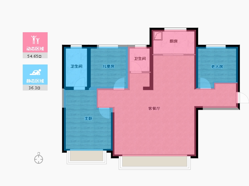 新疆维吾尔自治区-乌鲁木齐市-秦基高铁1号院-80.56-户型库-动静分区