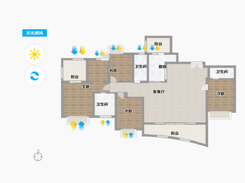 四川省-成都市-麓湖生态城-160.00-户型库-采光通风