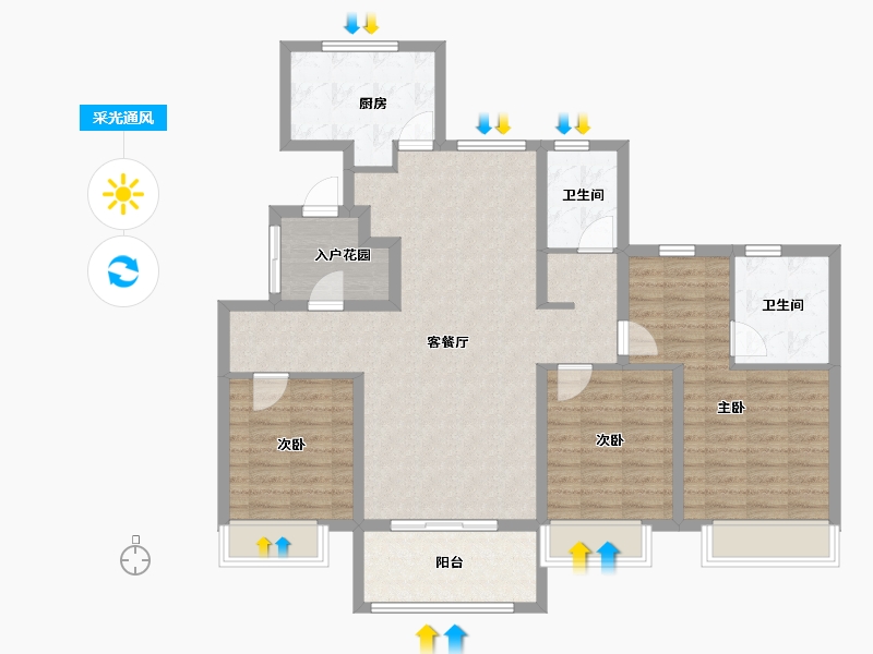 安徽省-芜湖市-美好首玺-108.87-户型库-采光通风