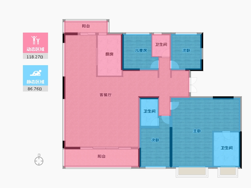 湖南省-长沙市-龙湖春江天曜二期-187.35-户型库-动静分区