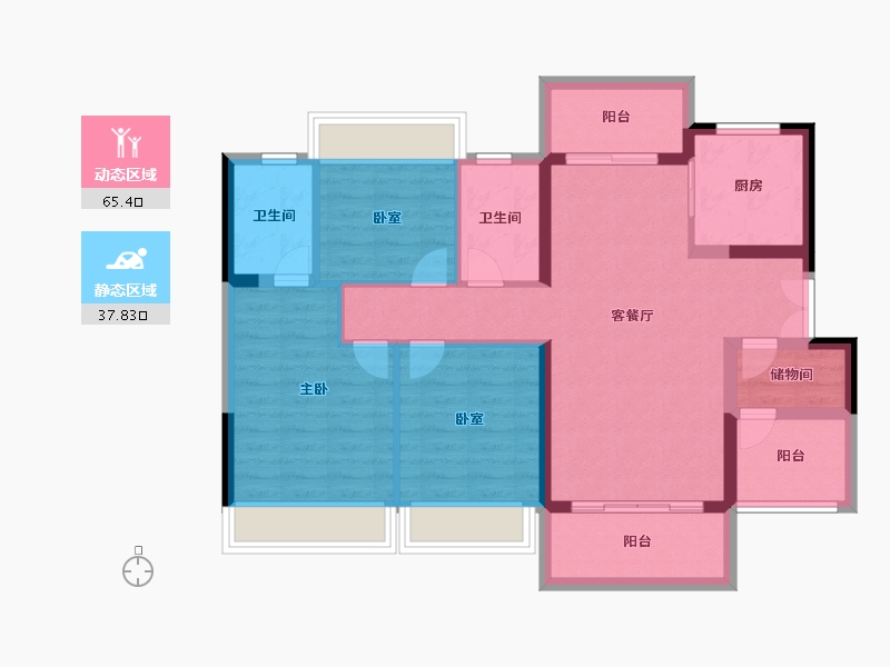 广东省-佛山市-建发融创雅居乐和玺-92.00-户型库-动静分区