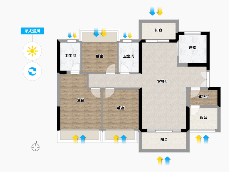 广东省-佛山市-建发融创雅居乐和玺-92.00-户型库-采光通风