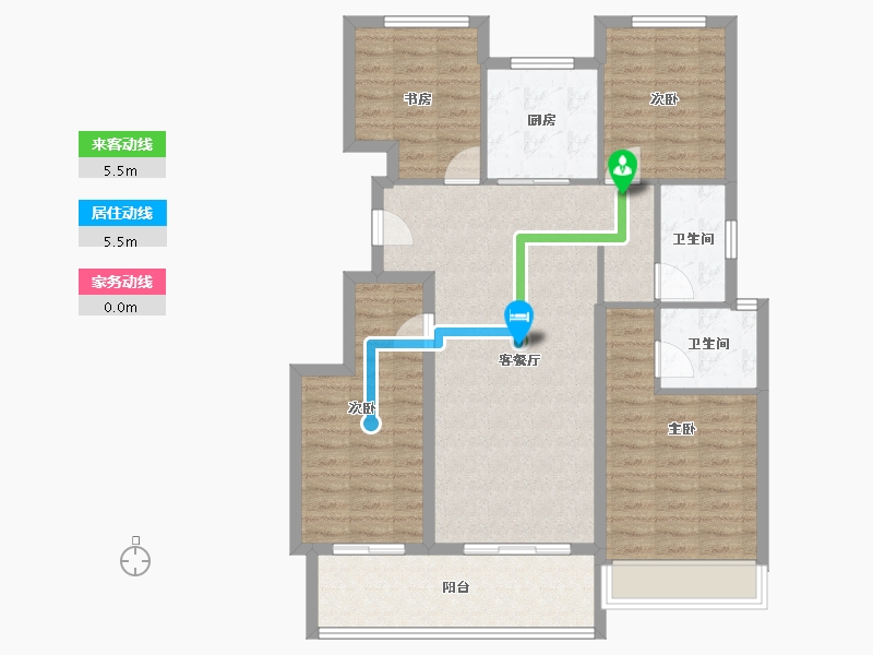 浙江省-台州市-滨江湖畔云邸-102.77-户型库-动静线