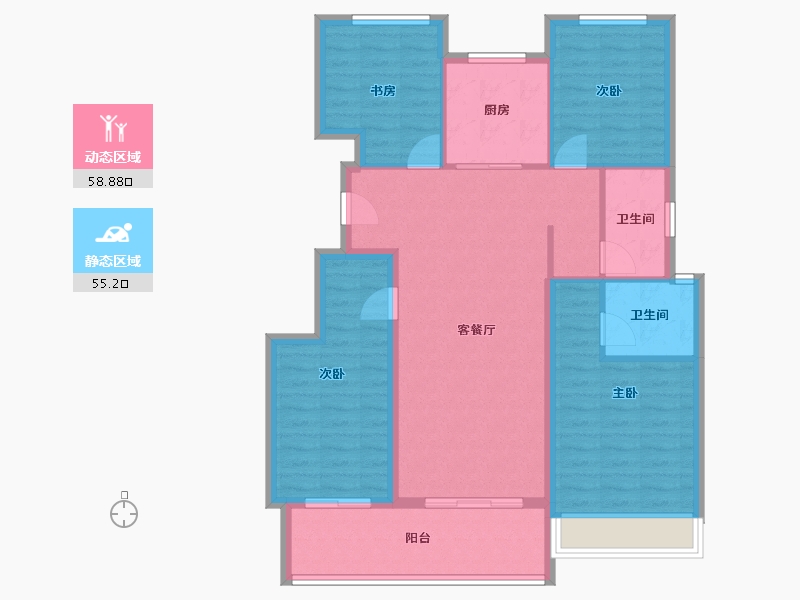 浙江省-台州市-滨江湖畔云邸-102.77-户型库-动静分区