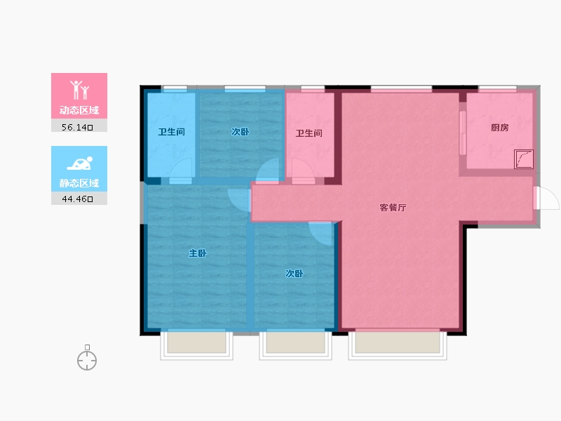 河北省-保定市-恒昌恒璟美筑-89.99-户型库-动静分区