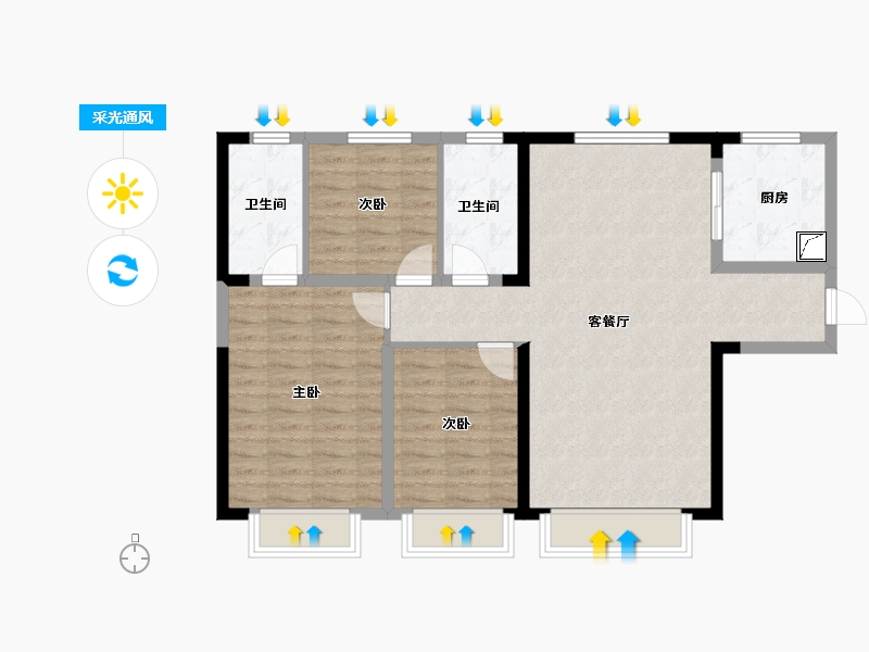 河北省-保定市-恒昌恒璟美筑-89.99-户型库-采光通风