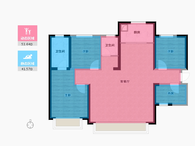 新疆维吾尔自治区-乌鲁木齐市-秦基高铁1号院-84.32-户型库-动静分区