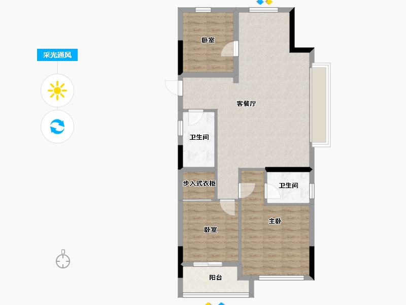 浙江省-杭州市-融悦天辰府-84.00-户型库-采光通风