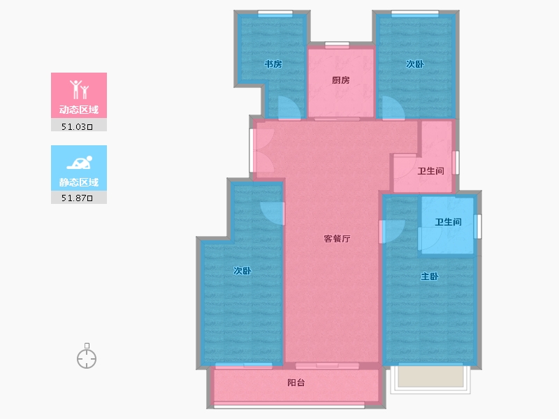 浙江省-台州市-滨江湖畔云邸-93.03-户型库-动静分区