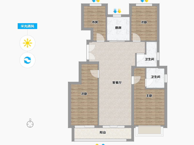 浙江省-台州市-滨江湖畔云邸-93.03-户型库-采光通风