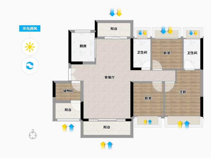 广东省-佛山市-建发融创雅居乐和玺-104.01-户型库-采光通风