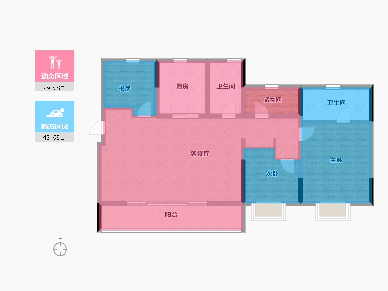 浙江省-杭州市-如沐清晖城-110.41-户型库-动静分区