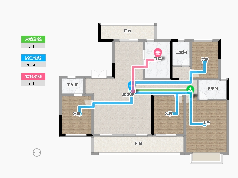 湖南省-长沙市-龙湖春江天曜二期-146.40-户型库-动静线