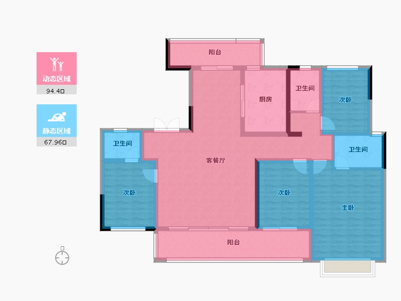 湖南省-长沙市-龙湖春江天曜二期-146.40-户型库-动静分区