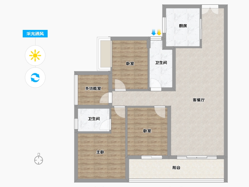 广东省-佛山市-保利维塔二期-103.59-户型库-采光通风