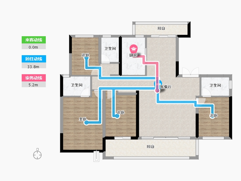 湖南省-长沙市-龙湖春江天曜二期-134.02-户型库-动静线