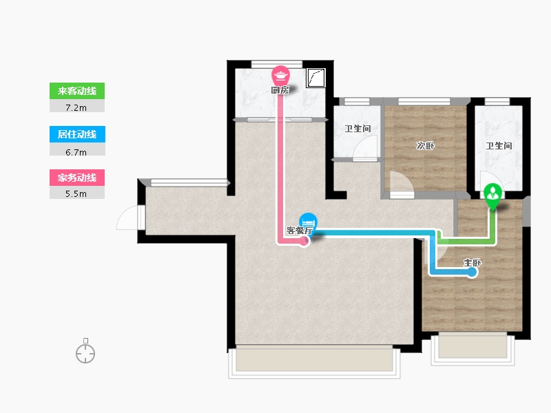 新疆维吾尔自治区-乌鲁木齐市-秦基高铁1号院-73.67-户型库-动静线