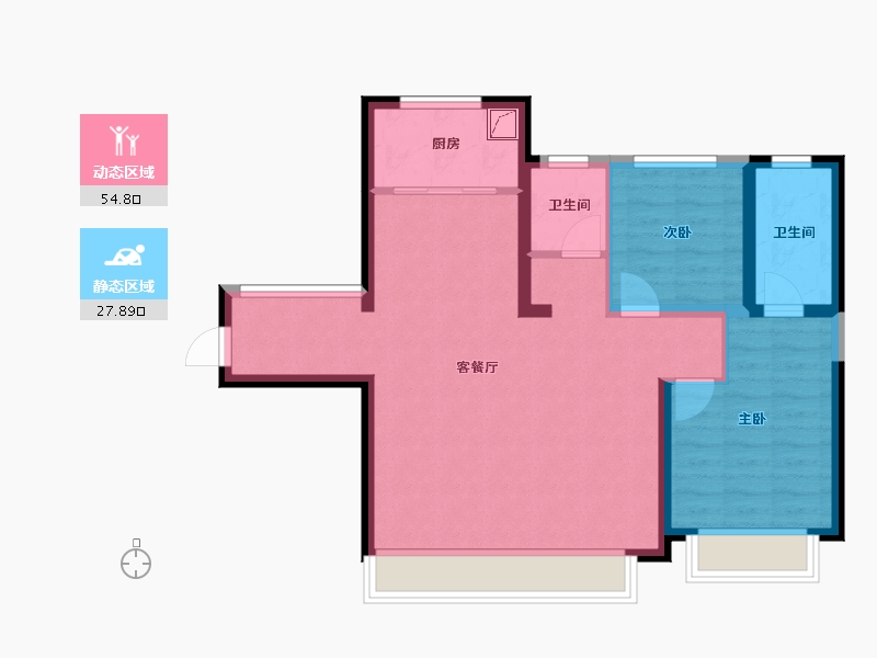 新疆维吾尔自治区-乌鲁木齐市-秦基高铁1号院-73.67-户型库-动静分区