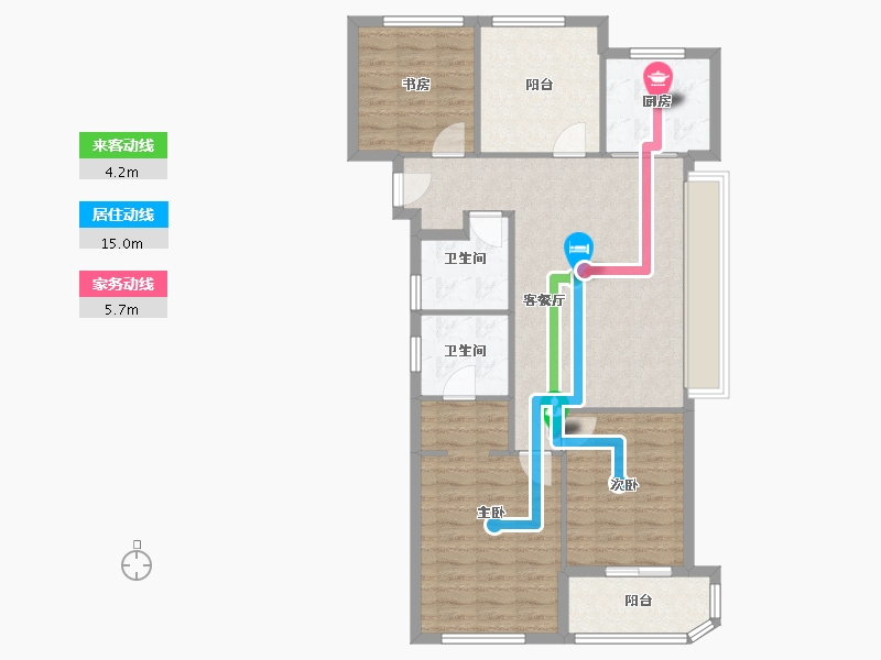 浙江省-台州市-滨江湖畔云邸-94.77-户型库-动静线