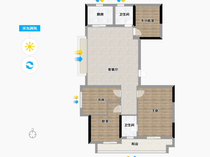 浙江省-杭州市-融悦天辰府-111.21-户型库-采光通风