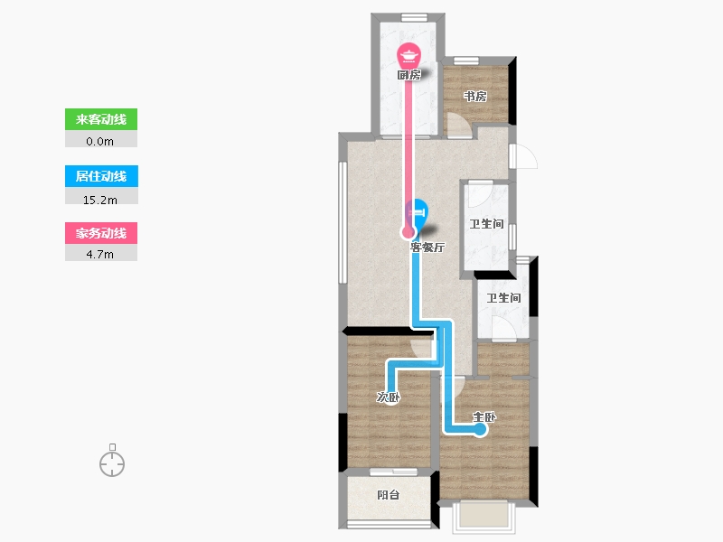 浙江省-杭州市-桃语春福里-70.40-户型库-动静线