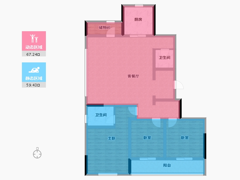 浙江省-杭州市-如沐清晖城-112.41-户型库-动静分区