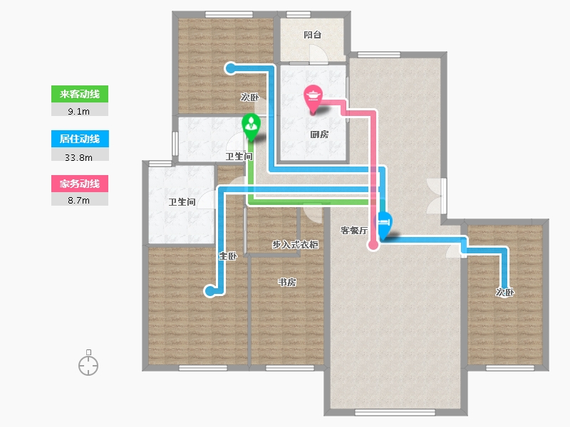 内蒙古自治区-鄂尔多斯市-瀚悦华府-185.00-户型库-动静线