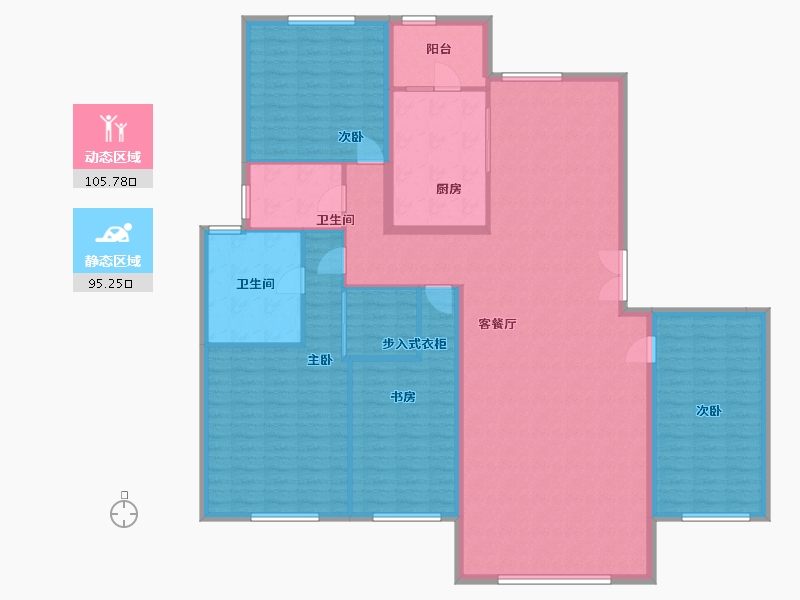 内蒙古自治区-鄂尔多斯市-瀚悦华府-185.00-户型库-动静分区