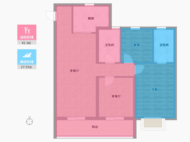 浙江省-杭州市-西房良语云缦-80.81-户型库-动静分区