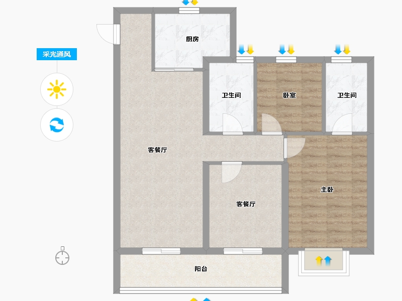 浙江省-杭州市-西房良语云缦-80.81-户型库-采光通风