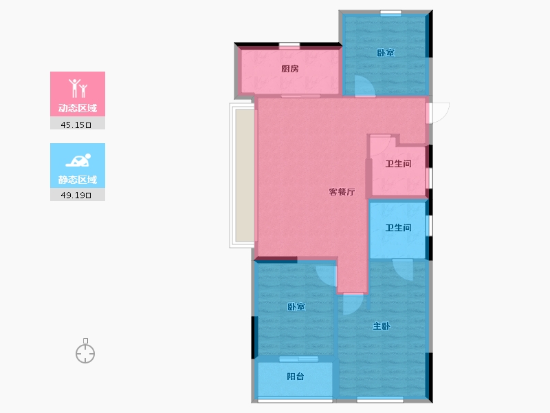 浙江省-杭州市-华景川云萃天和城-84.80-户型库-动静分区